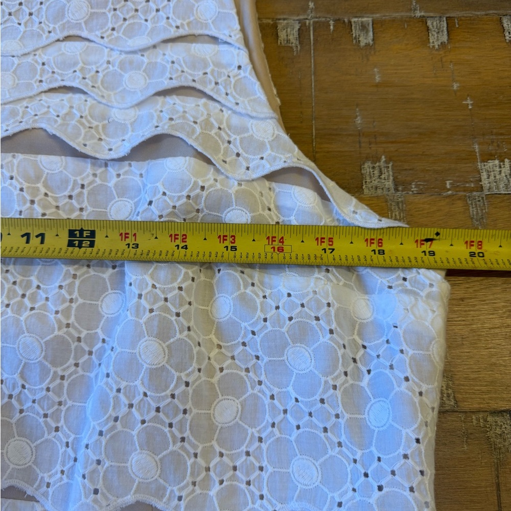 Lilly Pulitzer 100% Cotton White and Beige Floral Lace Tiered Midi Dress - Picture 7 of 8